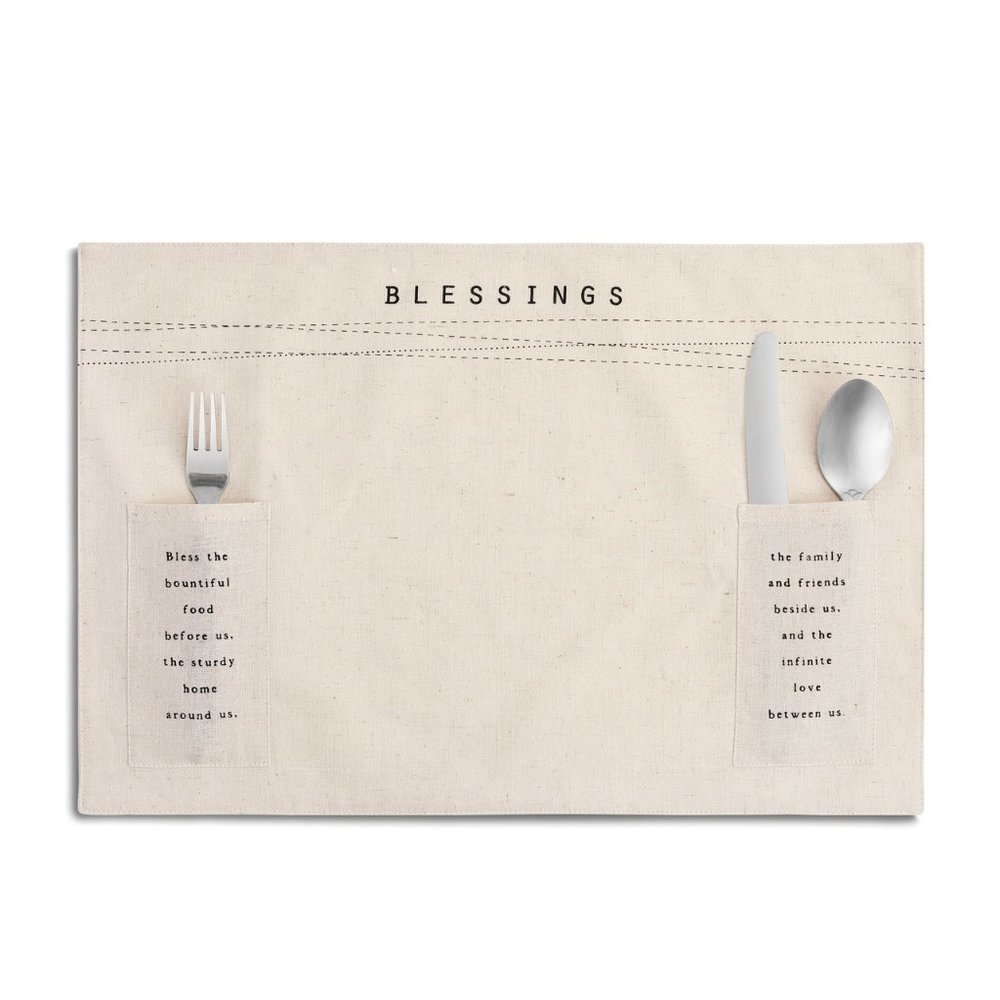 NWT - Demdaco Blessings Set of 4 Utensil Pocket Placemats